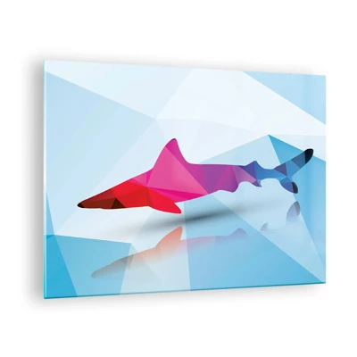 Glass picture - Shark in a Crystal Environment - 70x50 cm