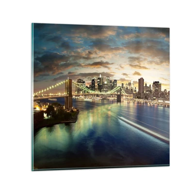 Glass picture - Starry Night over Manhattan - 40x40 cm