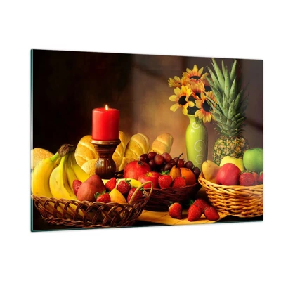 Glass picture - Still Nature with Bread and Fruit - 120x80 cm