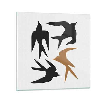 Glass picture - Swallows at Play - 30x30 cm