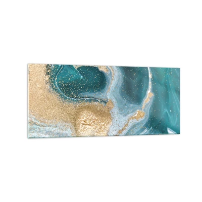 Glass picture - Swirl of Gold and Turquiose - 120x50 cm