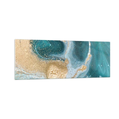 Glass picture - Swirl of Gold and Turquiose - 140x50 cm