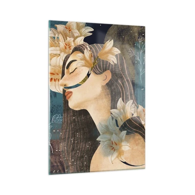Glass picture - Tale of a Queen with Lillies - 50x70 cm