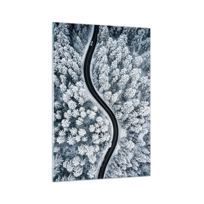 Glass picture - Through Wintery Forest - 70x100 cm