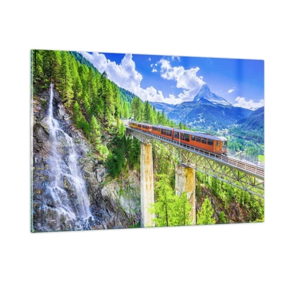 Glass picture - Train Through the Alps - 120x80 cm