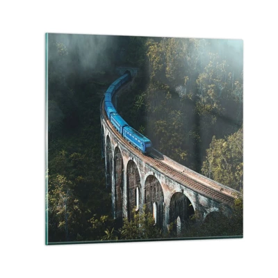 Glass picture - Train through Nature - 40x40 cm