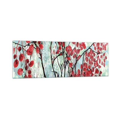 Glass picture - Tree in Scarlet - 90x30 cm