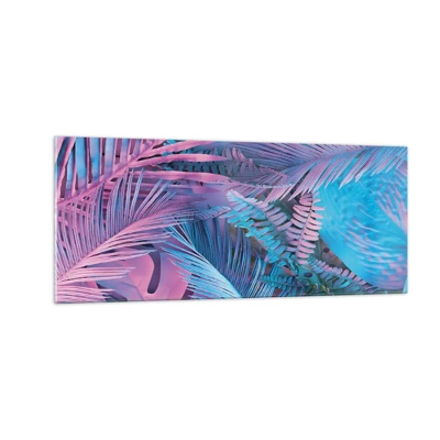 Glass picture - Tropics in Pink and Blue - 100x40 cm