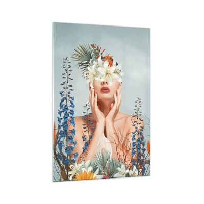 Glass picture - Woman – Flower - 70x100 cm