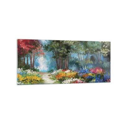 Glass picture - Wood Garden, Flowery Forest - 120x50 cm