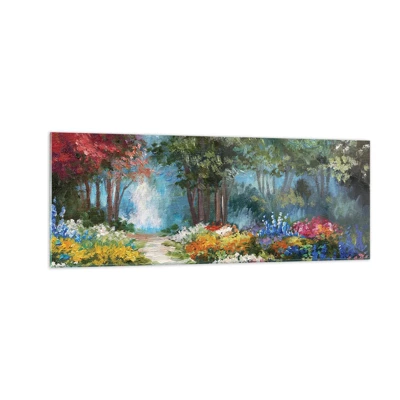 Glass picture - Wood Garden, Flowery Forest - 140x50 cm