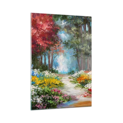 Glass picture - Wood Garden, Flowery Forest - 50x70 cm