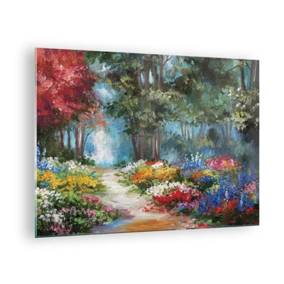 Glass picture - Wood Garden, Flowery Forest - 70x50 cm