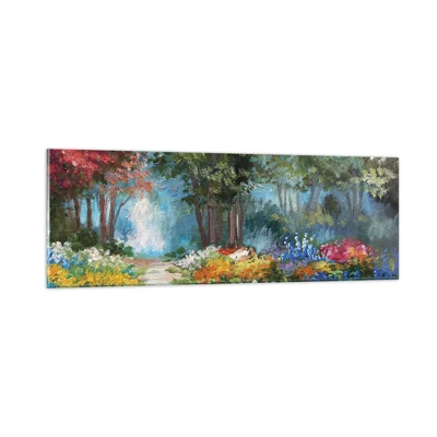 Glass picture - Wood Garden, Flowery Forest - 90x30 cm