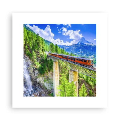 Poster - Train Through the Alps - 30x30 cm