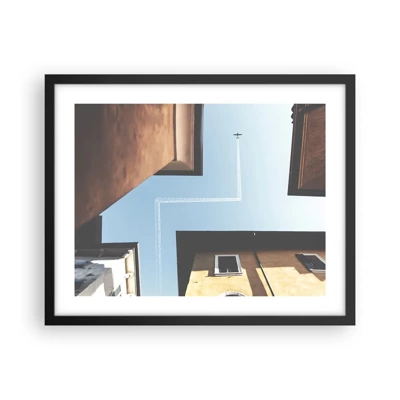 Poster in black frame - Above City Maze - 50x40 cm