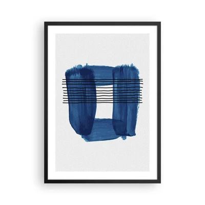 Poster in black frame - Blue and Black Composition - 50x70 cm