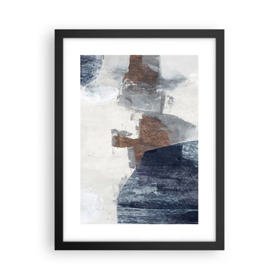 Poster in black frame - Blue and Brown Shapes - 30x40 cm