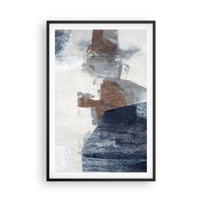 Poster in black frame - Blue and Brown Shapes - 61x91 cm