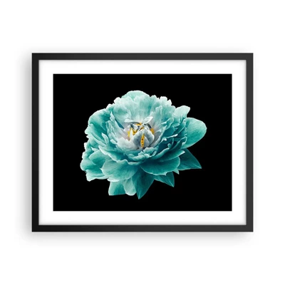 Poster in black frame - Blue and Gold Petals - 50x40 cm