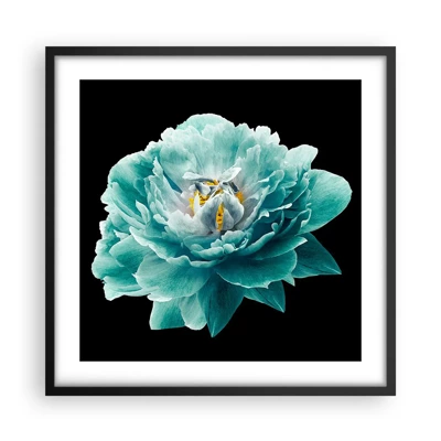 Poster in black frame - Blue and Gold Petals - 50x50 cm