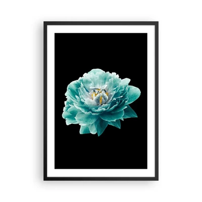 Poster in black frame - Blue and Gold Petals - 50x70 cm