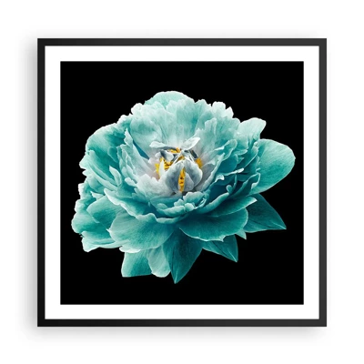 Poster in black frame - Blue and Gold Petals - 60x60 cm