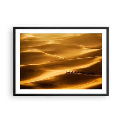 Poster in black frame - Caravan on the Waves of a Desert - 70x50 cm