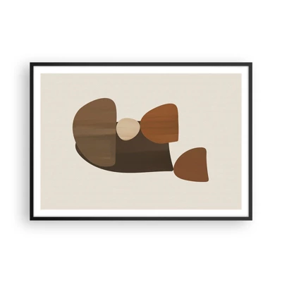 Poster in black frame - Composition in Brown - 100x70 cm