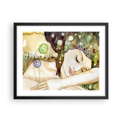 Poster in black frame - Emerald and Violet Dream - 50x40 cm