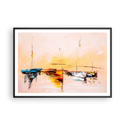 Poster in black frame - Evening at the Harbour - 100x70 cm