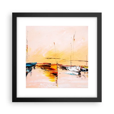 Poster in black frame - Evening at the Harbour - 30x30 cm