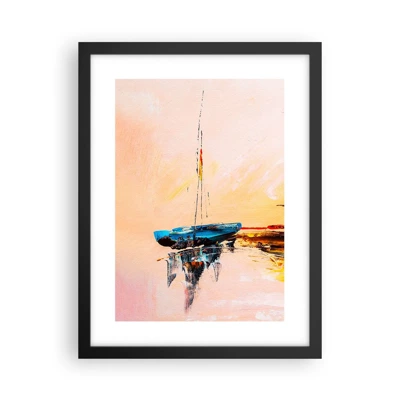 Poster in black frame - Evening at the Harbour - 30x40 cm