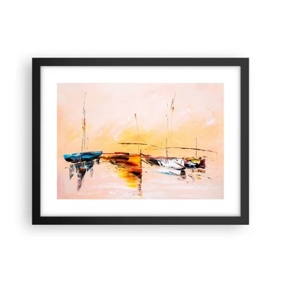 Poster in black frame - Evening at the Harbour - 40x30 cm