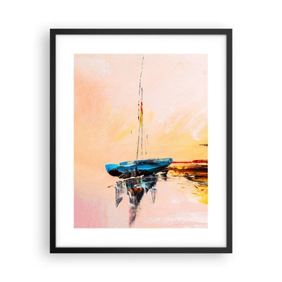 Poster in black frame - Evening at the Harbour - 40x50 cm