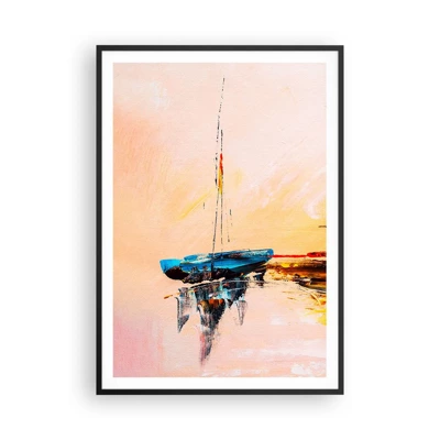 Poster in black frame - Evening at the Harbour - 70x100 cm