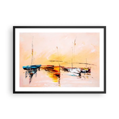 Poster in black frame - Evening at the Harbour - 70x50 cm