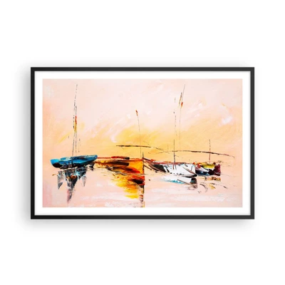 Poster in black frame - Evening at the Harbour - 91x61 cm