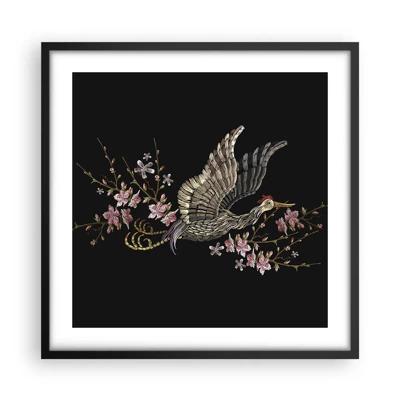 Poster in black frame - Exotic, Embroidered Bird - 50x50 cm