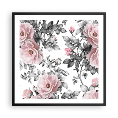 Poster in black frame - Getting Lost in Rose Flowers - 60x60 cm