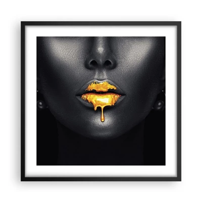 Poster in black frame - Golden Lips - 50x50 cm