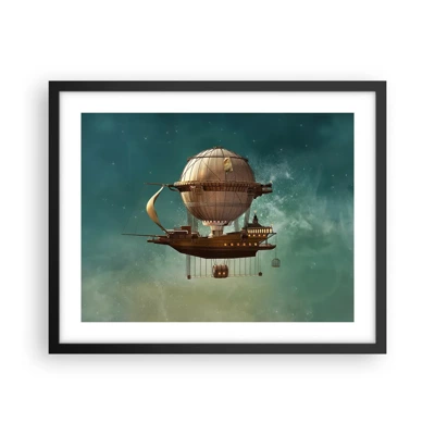 Poster in black frame - Greetings from Jules Verne - 50x40 cm