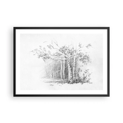 Poster in black frame - Holiday of Birch Forest - 70x50 cm