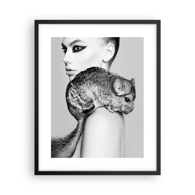 Poster in black frame - Lady with a Chinchilla - 40x50 cm