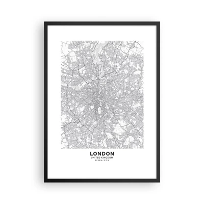 Poster in black frame - Map of London Maze - 50x70 cm