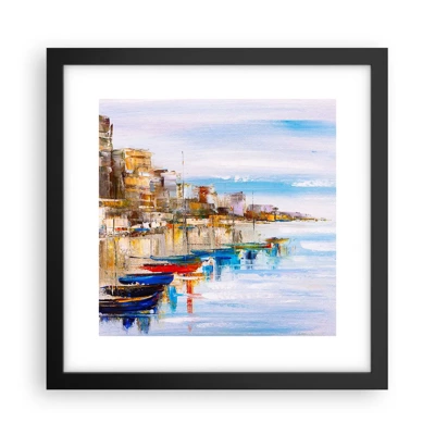 Poster in black frame - Multicolour Town Marina - 30x30 cm