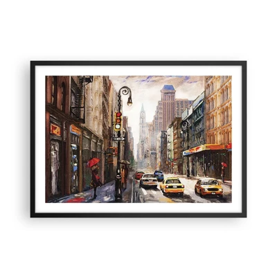 Poster in black frame - New York - Colourful in Rain - 70x50 cm