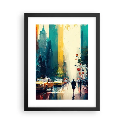 Poster in black frame - New York - Even Rain Is Colourful - 30x40 cm