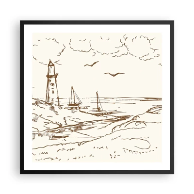 Poster in black frame - Outline of a Summer Postcard - 60x60 cm