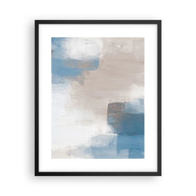Poster in black frame - Pink Abstract with a Blue Curtain - 40x50 cm